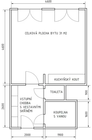 Pronájem bytu 1+kk, Brno, Spodní, 31 m2