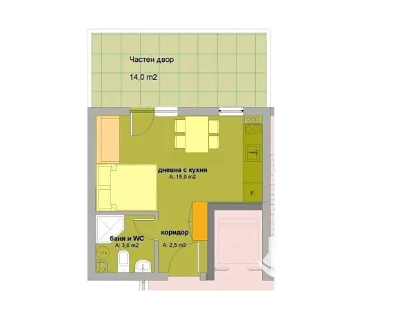 Prodej bytu 1+kk, Bjala, Bulharsko, 39 m2