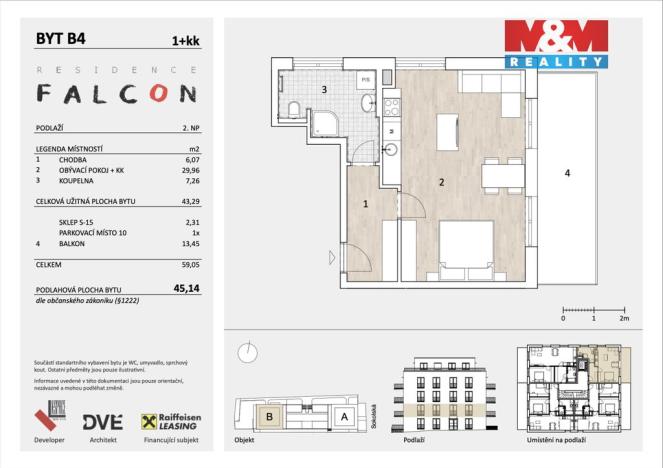 Prodej bytu 1+kk, Mělník, Sokolská, 43 m2