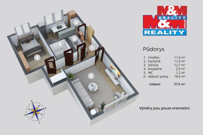 Prodej bytu 2+1, Benešov nad Ploučnicí, Sídliště, 56 m2