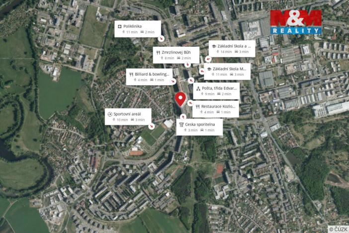 Pronájem bytu 2+kk, Hradec Králové - Třebeš, třída Edvarda Beneše, 41 m2