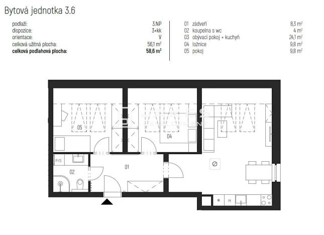 Pronájem bytu 3+kk, Únětice, Rýznerova, 58 m2