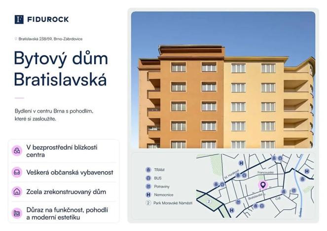 Prodej bytu 2+kk, Brno, Bratislavská, 45 m2