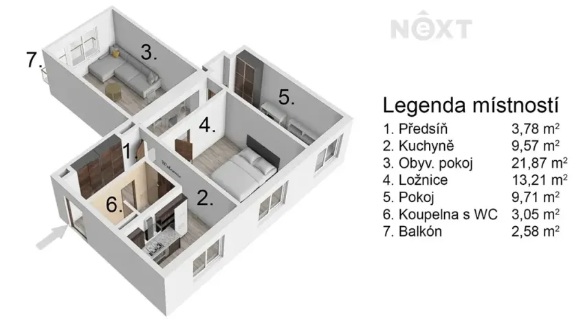 Prodej bytu 3+1, Adamov, Komenského, 65 m2