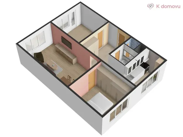 Pronájem bytu 3+1, Zlín, Mlýnská, 68 m2