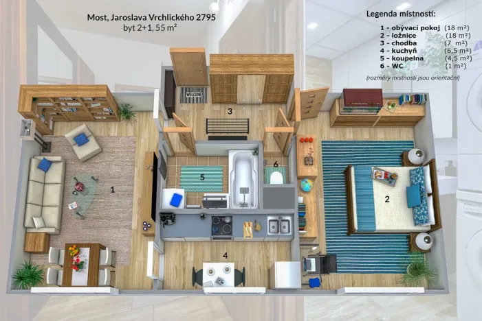 Pronájem bytu 2+1, Most, Jaroslava Vrchlického, 54 m2