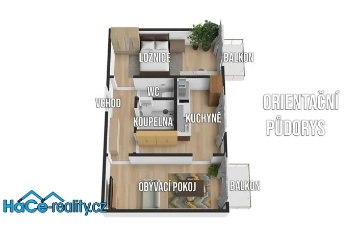 Pronájem bytu 2+kk, Kostelec nad Orlicí, Příkopy, 52 m2