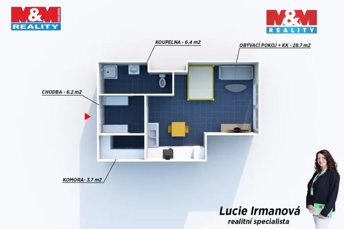 Pronájem bytu 1+kk, Plzeň - Doubravka, Dílenská, 45 m2