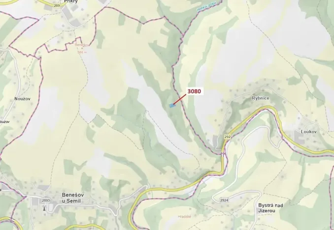 Dražba lesa, Benešov u Semil, 2540 m2