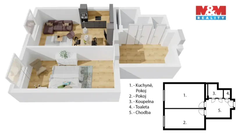 Prodej bytu 2+kk, Praha - Libeň, Andrštova, 49 m2