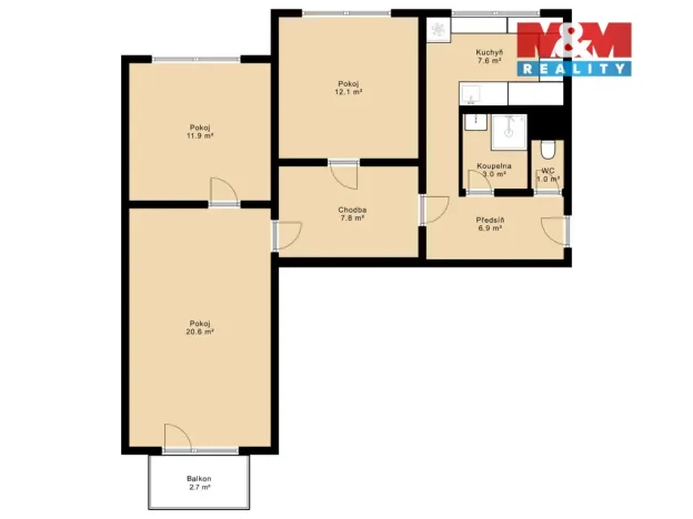 Prodej bytu 3+1, Písek - Hradiště, K Háječku, 74 m2