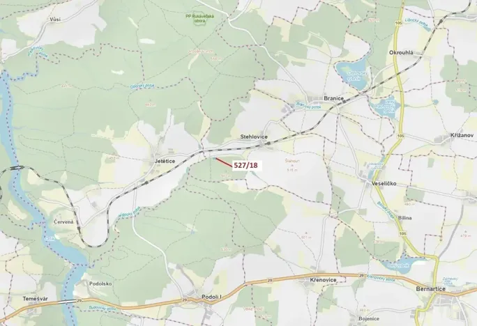 Dražba lesa, Stehlovice, 2071 m2