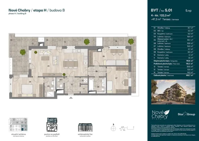 Prodej bytu 4+kk, Praha - Dolní Chabry, Domašínská, 119 m2