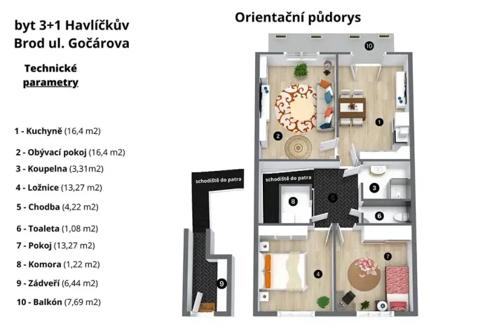 Prodej bytu 3+1, Havlíčkův Brod, Gočárova, 88 m2