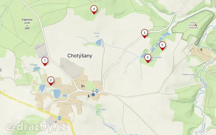 Dražba lesa, Chotýšany, 21423 m2