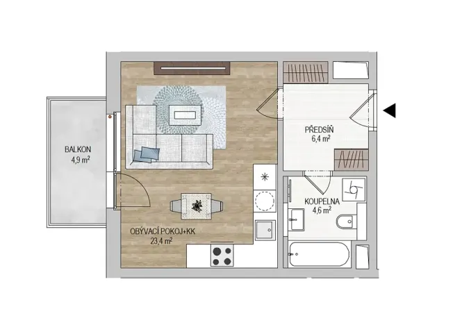 Pronájem bytu 1+kk, Praha - Hloubětín, Laponská, 37 m2