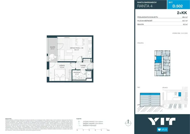 Prodej bytu 2+kk, Praha - Hlubočepy, Wassermannova, 44 m2