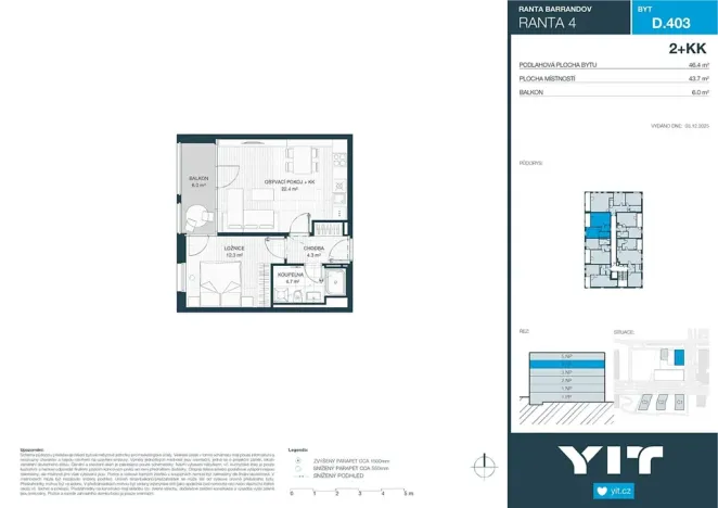 Prodej bytu 2+kk, Praha - Hlubočepy, Wassermannova, 44 m2