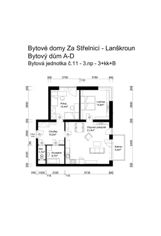 Prodej bytu 3+kk, Lanškroun, Vančurova, 78 m2