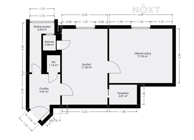 Pronájem bytu 2+kk, Praha - Nusle, Na Jezerce, 51 m2