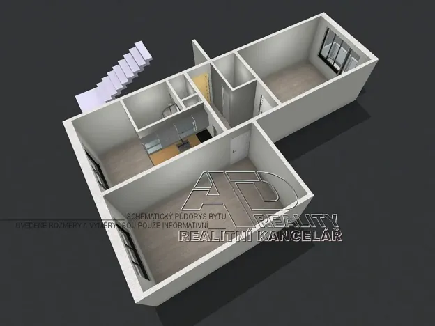 Pronájem atypického bytu, České Budějovice, Branišovská, 61 m2