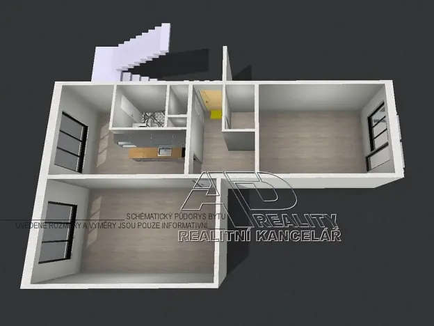 Pronájem atypického bytu, České Budějovice, Branišovská, 61 m2