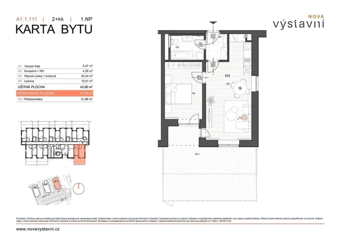 Prodej bytu 2+kk, Ostrava, Výstavní, 47 m2