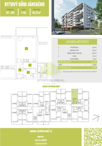 Pronájem bytu 1+kk, Olomouc, Janského, 36 m2