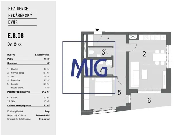 Pronájem bytu 2+kk, Brno, Bratislavská, 54 m2