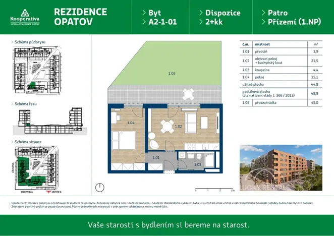 Pronájem bytu 2+kk, Praha - Chodov, Líbalova, 48 m2