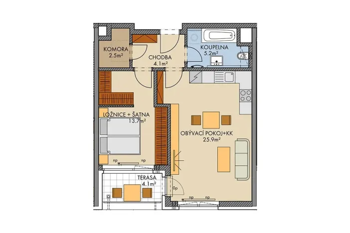 Prodej bytu 2+kk, Praha, Huppnerova, 54 m2