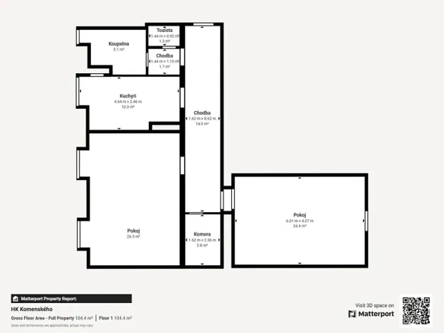 Prodej bytu 2+1, Hradec Králové, Komenského, 98 m2