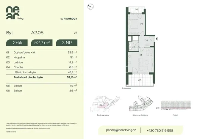 Prodej bytu 2+kk, Praha - Libeň, Na kopečku, 50 m2