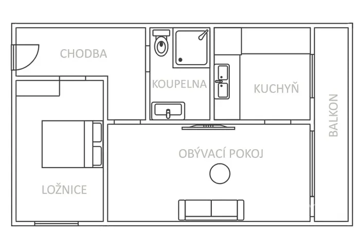 Pronájem bytu 2+1, Bílina, Bezejmenná, 49 m2