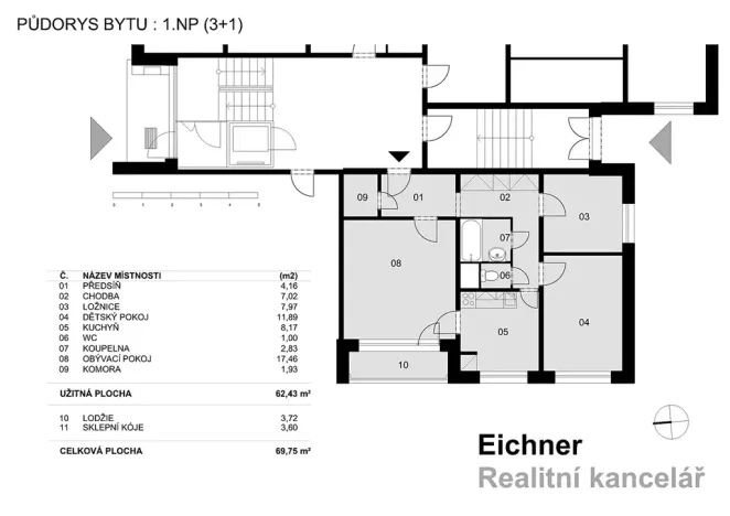Prodej bytu 3+1, Zlín, Moravská, 70 m2
