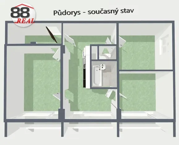Prodej bytu 3+1, Klášterec nad Ohří, Budovatelská, 62 m2