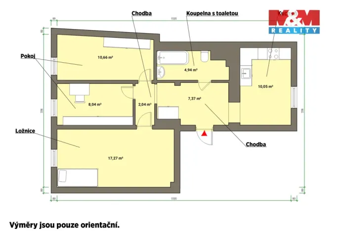Prodej bytu 3+1, Aš, Kamenná, 61 m2