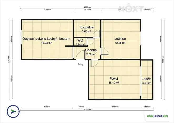 Pronájem bytu 3+kk, Šumperk, Prievidzská, 55 m2