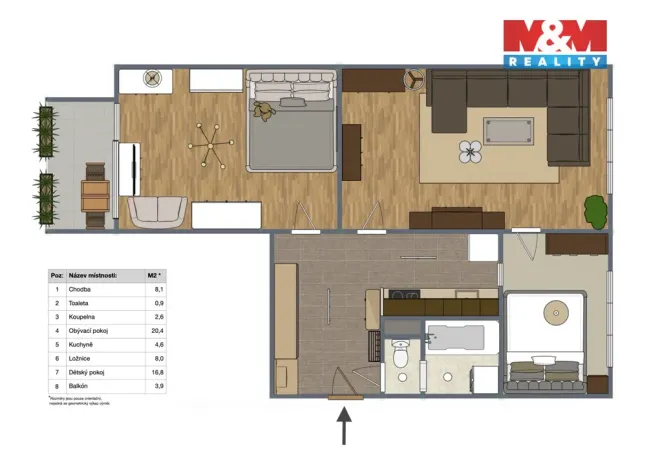 Prodej bytu 2+1, Kadaň, Na Podlesí, 68 m2