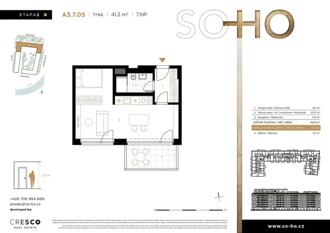Prodej bytu 1+kk, Praha - Holešovice, V háji, 41 m2