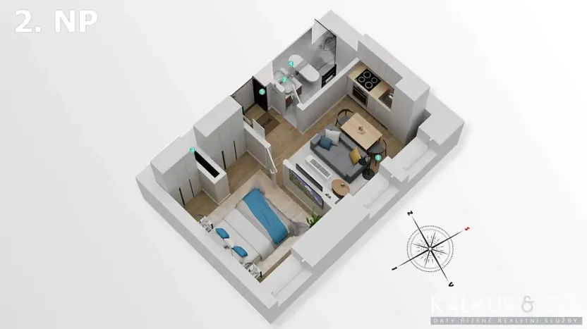 Pronájem bytu 2+kk, Hradec Králové, Eliščino nábřeží, 30 m2