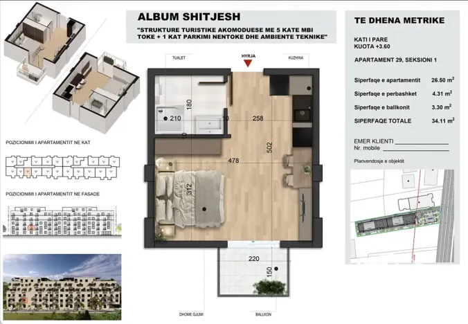 Prodej bytu 1+kk, Golem, Albánie, 34 m2