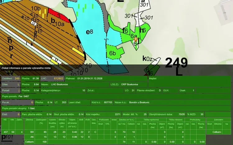 Prodej lesa, Borotín, 1374 m2