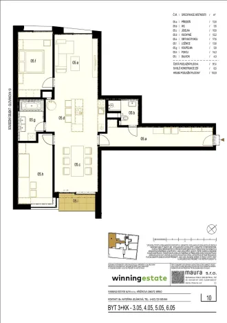 Prodej bytu 3+kk, Brno - Veveří, Slovákova, 104 m2