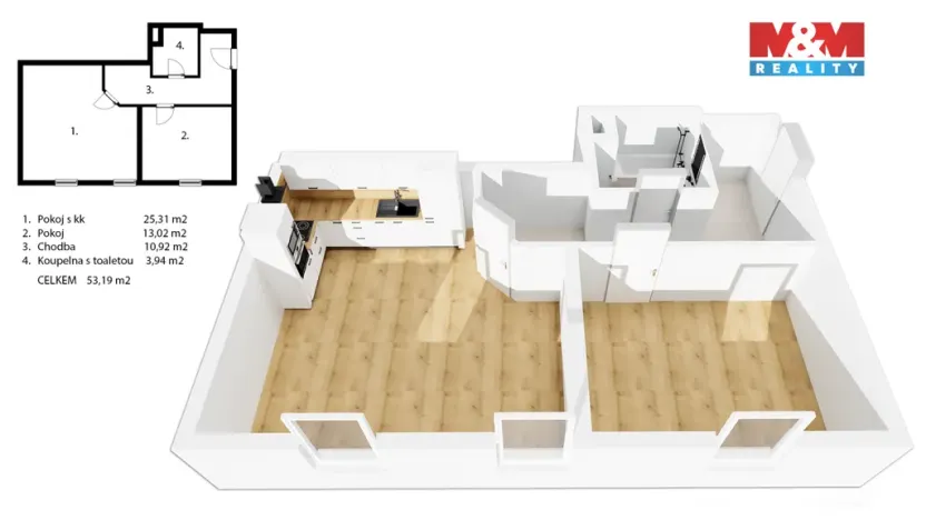 Prodej bytu 2+kk, Kostomlaty nad Labem, 9. května, 53 m2