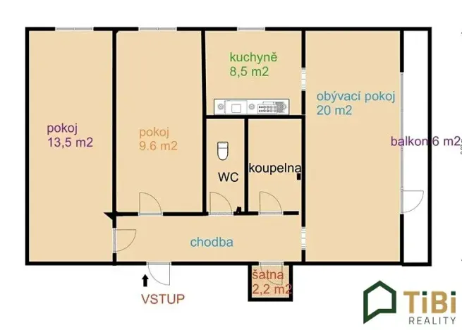 Prodej bytu 3+1, Brno, Studená, 72 m2