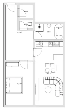 Pronájem bytu 2+kk, Písek, Alšovo nám., 66 m2