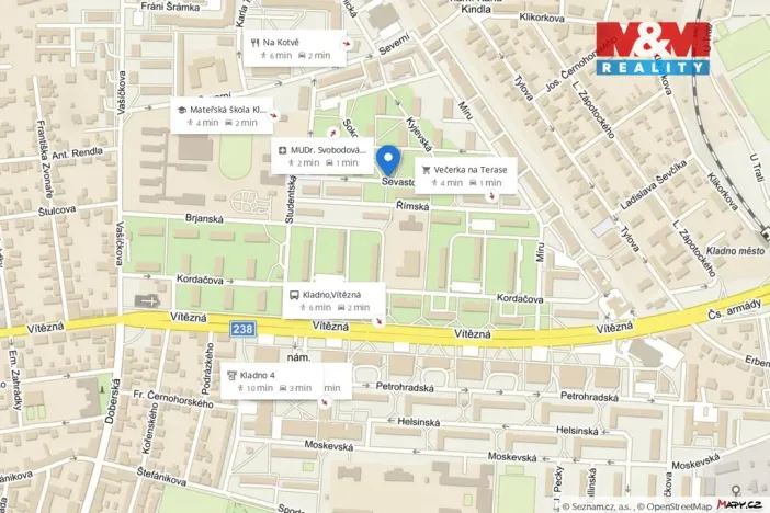 Pronájem bytu 1+kk, Kladno, Sevastopolská, 35 m2