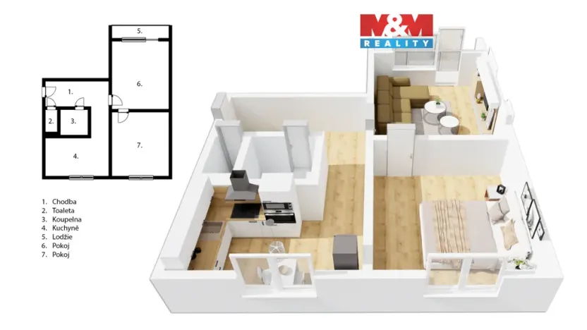 Prodej bytu 2+1, Kladno - Kročehlavy, Polská, 54 m2