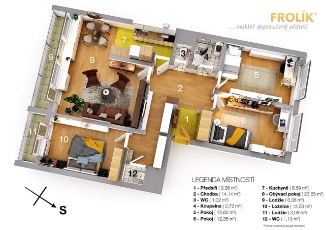 Pronájem bytu 4+kk, Praha - Ruzyně, Dědinská, 90 m2